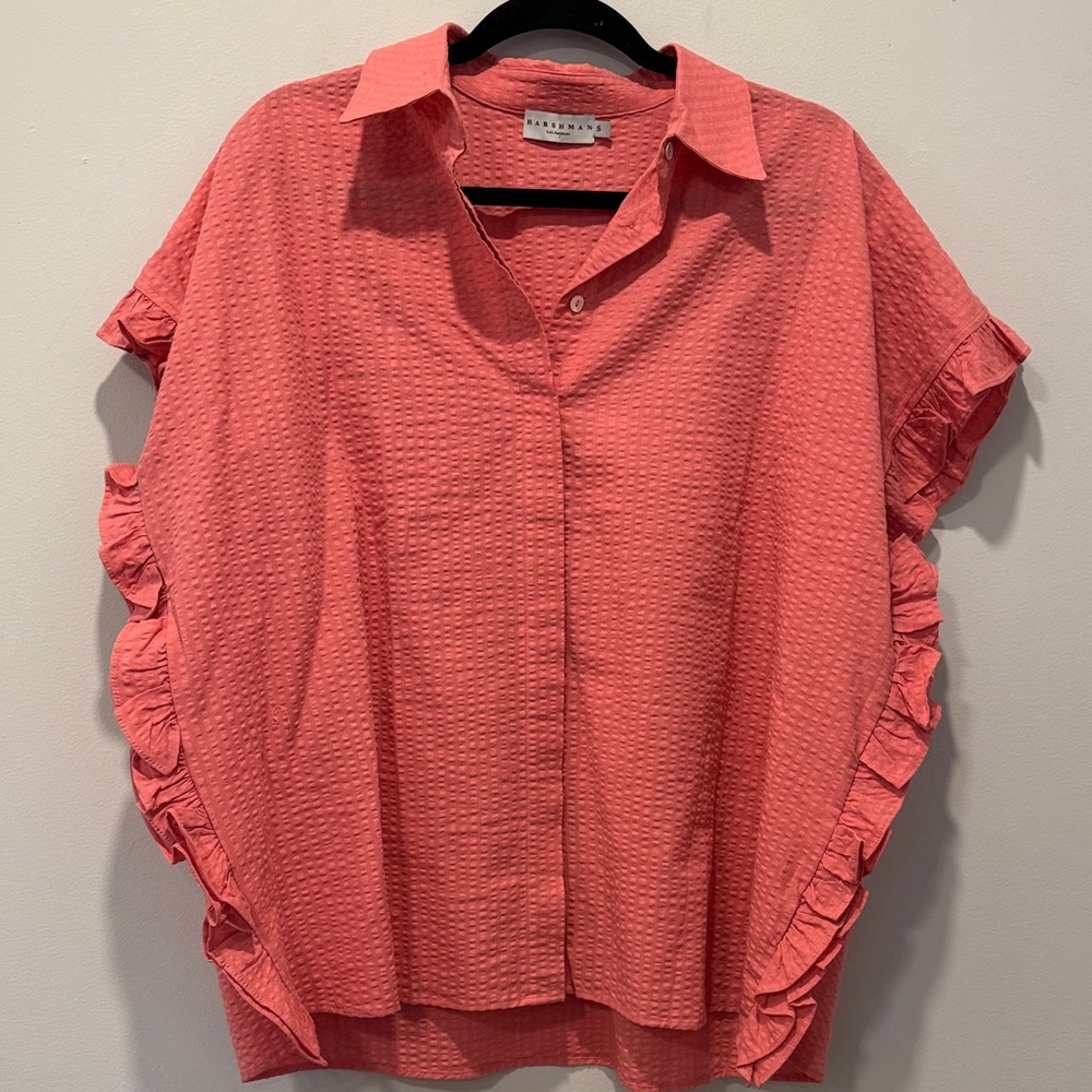 Women's Harshman Coral Ruffle Sleeve Top